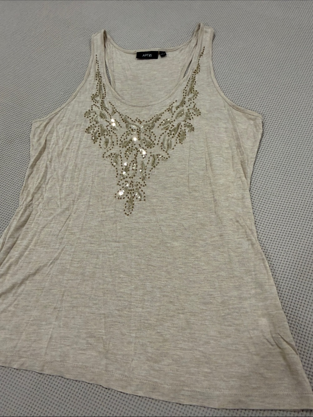 Apt. 9 Beige Tank Top with Gold Sequin Detail